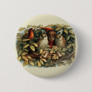 Uilen en elfenfeeën Natuurrijke Illustratie Ronde Button 5,7 Cm