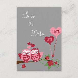 Uilen in de liefde Save the Date Kaart