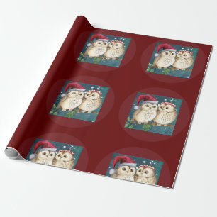 Uilen Kerstavond Nacht Santa Red Pet Cadeaupapier