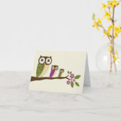 uilen op een rij wenskaart kaart (Gele Bloem)