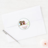 Uilen op een tak Adresetiketten Ronde Sticker (Envelop)