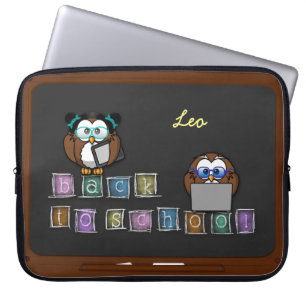 uilen terug naar school laptop sleeve