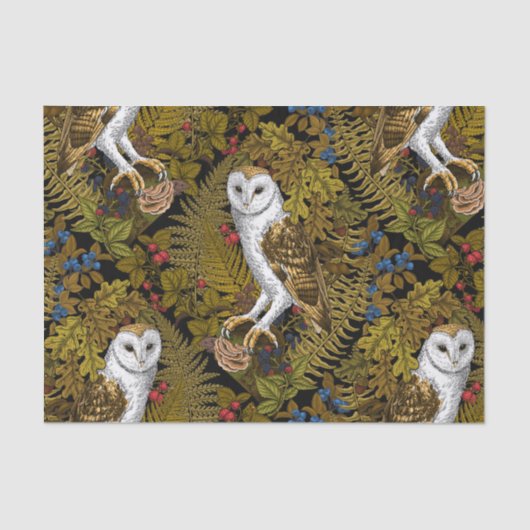 Uilen, varens, eik en bessen 2 tissuepapier (Voorkant)