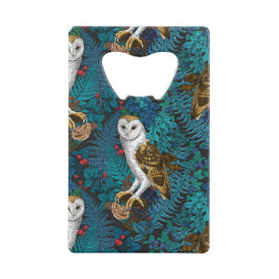 Uilen, varens, eik en bessen 3 kredietkaart flessenopener