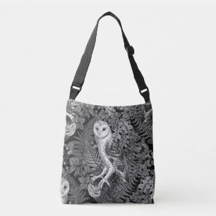 Uilen, varens, eik en bessen 4 crossbody tas