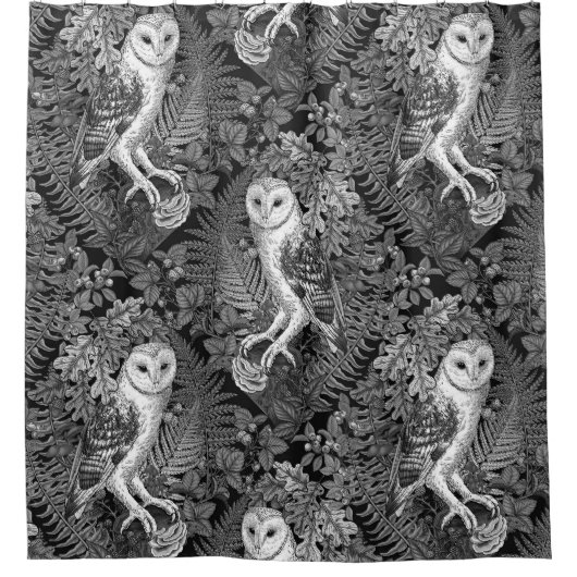 Uilen, varens, eik en bessen 4 douchegordijn (Voorkant)