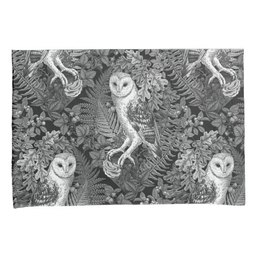 Uilen, varens, eik en bessen 4 kussensloop (Voorkant-Rechts)