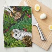 Uilen, varens, eik en bessen theedoek (Quarter Fold)