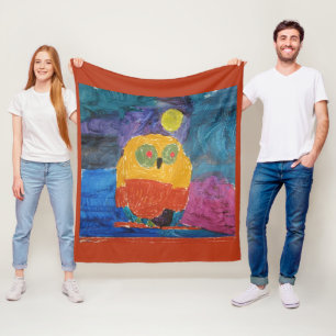Uilenvogel "Kunst door kinderen" Fleece Deken