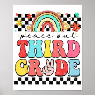 Uit 3e klas Retro Groovy Happy Last Day of Schoo Poster