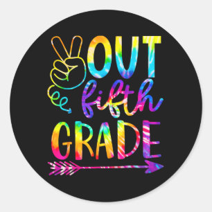 Uit 5e klas 2023 Tie Dye Laatste dag van de school Ronde Sticker