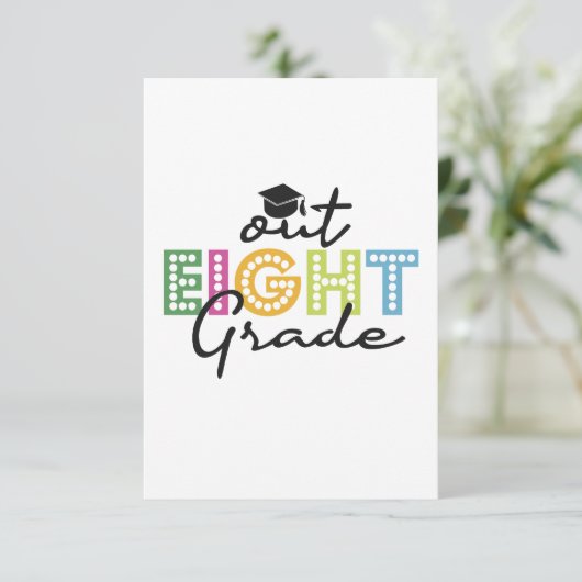 Uit achtste graad Afstuderen Hogere zomervakantie Bedankkaart (Staand voorkant)