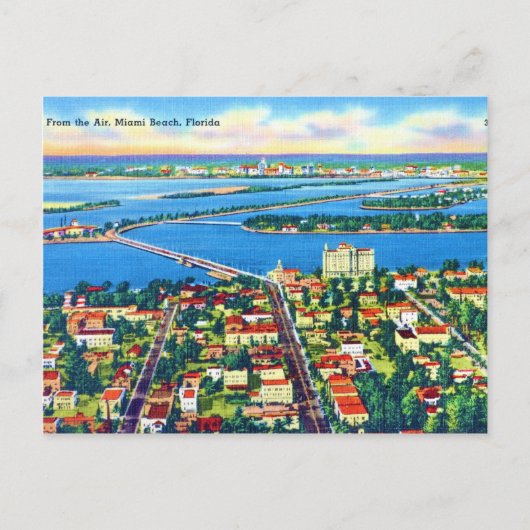 Uit de Air Miami Beach & Biscayne Bay, Florida Briefkaart (Voorkant)