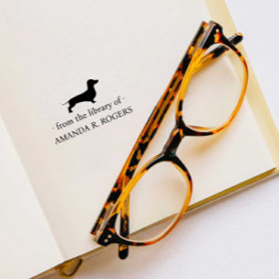 UIT DE BIBLIOTHEEK VAN DACHSHOND HONDENLIEFHEBER 	RUBBERSTEMPEL