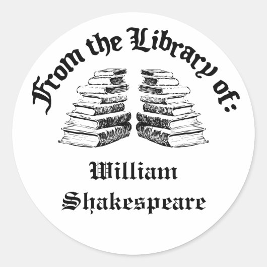 Uit de bibliotheek van de  aangepaste boekenplaat ronde sticker (Voorkant)