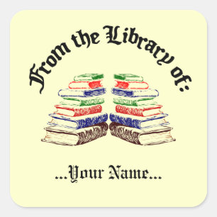 Uit de bibliotheek van de  aangepaste boekenplaat vierkante sticker