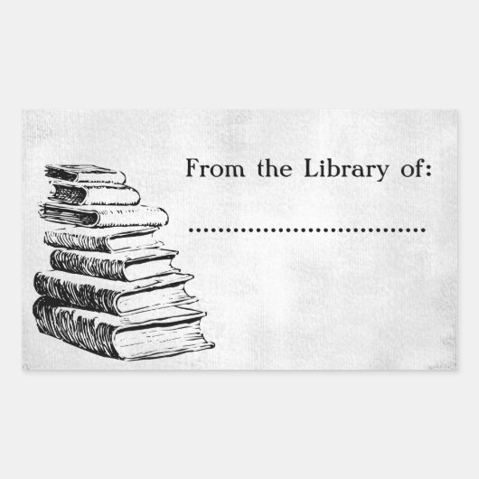 Uit de Bibliotheek van Faux Canvas Custom Bookplat Rechthoekige Sticker (Voorkant)