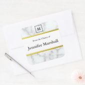 Uit de bibliotheek van faux wit marmer monogram vierkante sticker (Envelop)
