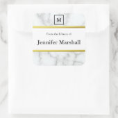 Uit de bibliotheek van faux wit marmer monogram vierkante sticker (Tas)