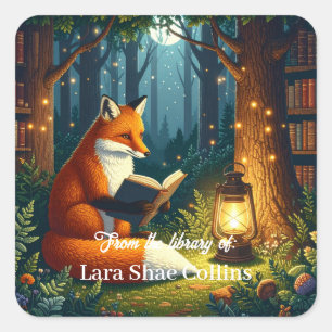 Uit de bibliotheek van Fox Magical Forest Library Vierkante Sticker