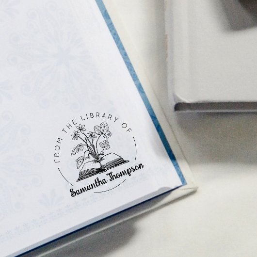 Uit de bibliotheek van het botanische boek 	rubberstempel