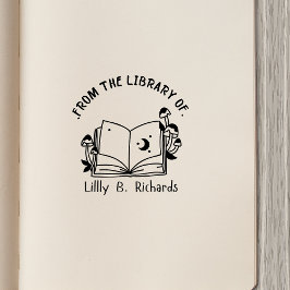 Uit de Bibliotheek van [Jouw naam] - Magisch Boek Rubberstempel