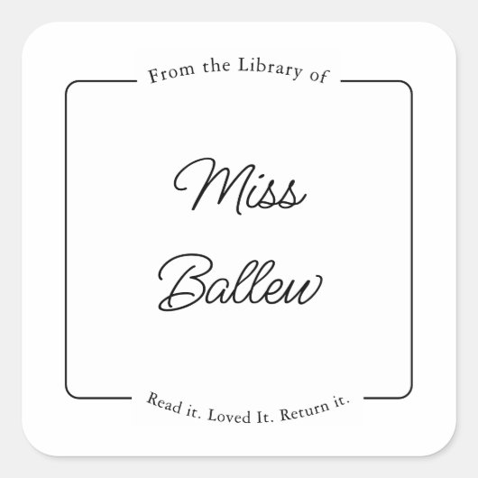 Uit de bibliotheek van labels, bibliotheekstickers vierkante sticker (Voorkant)