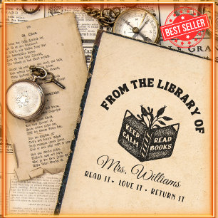 Uit De Bibliotheek Van School Bibliothecaris Leraa Zelfinktende Stempel