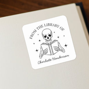 Uit De Bibliotheek Van Skelet Lezen Boekplaat Vierkante Sticker