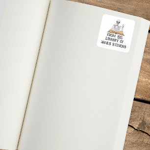 Uit de bibliotheek van Skeleton Book Lover Bookpla Vierkante Sticker