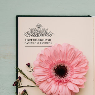 UIT DE BIBLIOTHEEK VAN UW NAAM WILDBLOEMEN  	RUBBERSTEMPEL