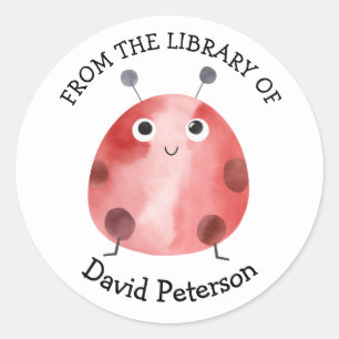 Uit de Bibliotheek van - Waterverf lieveheersbeest Ronde Sticker