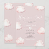 Uit de hemel gezonden roze wolk baby shower uitnod kaart (Voorkant / Achterkant)