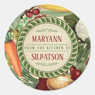 Uit de keuken gepersonaliseerde fruitgroenten ronde sticker