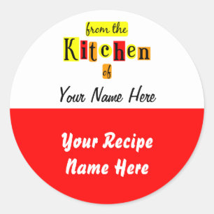 Uit de keuken van aangepaste rode gele baklabel ronde sticker
