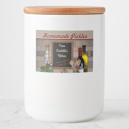 Uit de keuken van... (aanpasbaar) voedselcontainer etiket (Voorkant)
