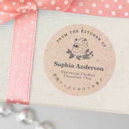 Uit de keuken van Christmas Cake Kraft Rustic Ronde Sticker