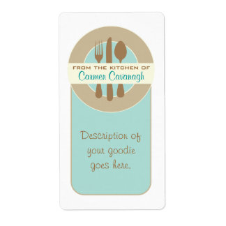 Uit de keuken van containerlabels (blauwgroen) etiket
