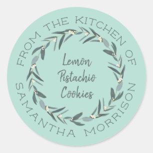 Uit de keuken van Eucalyptus Krans Munt Groen Ronde Sticker
