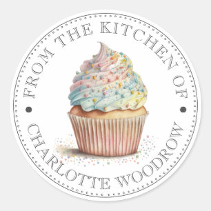 Uit de keuken van geschilderde cupcake ronde sticker
