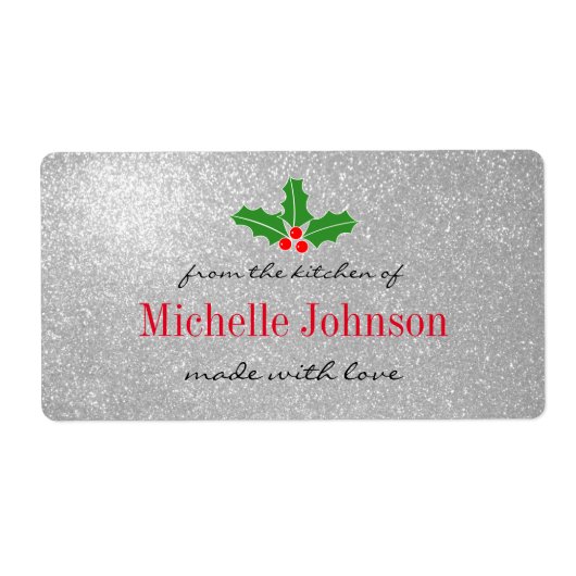 Uit de keuken van glitterige kerstgerechten labels (Voorkant)