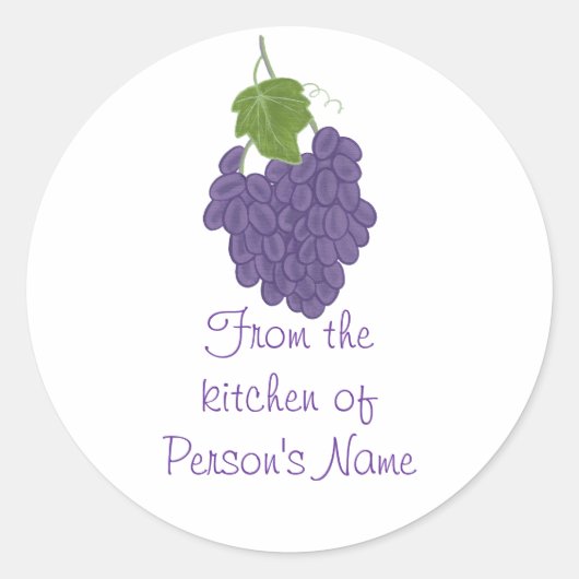 Uit de keuken van, Grape Jam Jelly Lid Stickers (Voorkant)