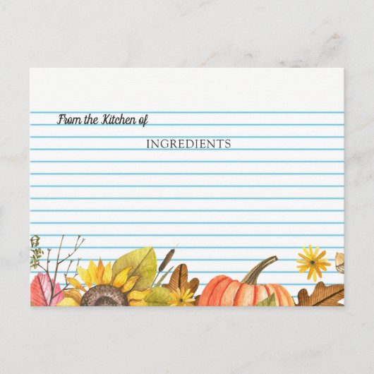 Uit de keuken van Herfst Vrijgezellenfeest Recept Briefkaart (Voorkant)