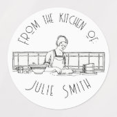 "Uit de keuken van"  kookboek tekening Labels (Design 1)