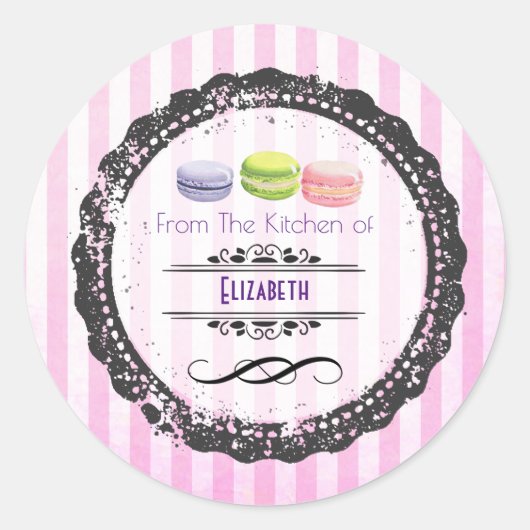 Uit de keuken van Macaron snoep Ronde Sticker (Voorkant)
