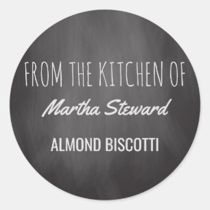 Uit de keuken van naam krijtbord ronde sticker