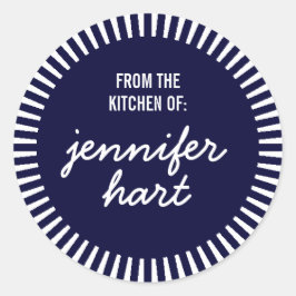 "Uit de keuken van" Naam Label, Navy Blue Ronde Sticker
