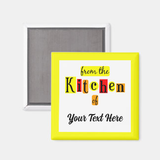 Uit de keuken van Retro aangepaste gele rand Magneet