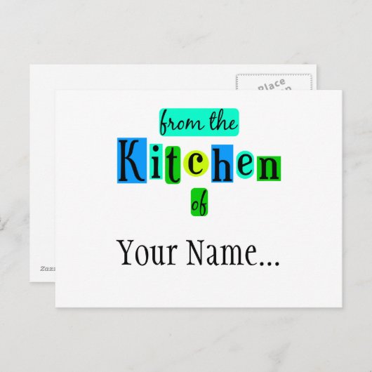 Uit de keuken van Retro Blue Green Custom Postca Briefkaart (Voorkant / Achterkant)