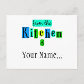 Uit de keuken van Retro Blue Green Custom Postca Briefkaart (Voorkant)